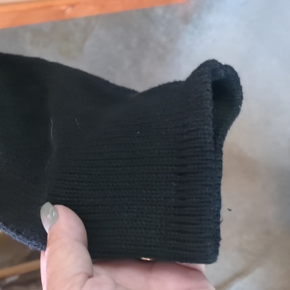 DRESS BARN* long sleeve beaded floral motif black cotton ramie sweater button fr - Picture 5 of 10